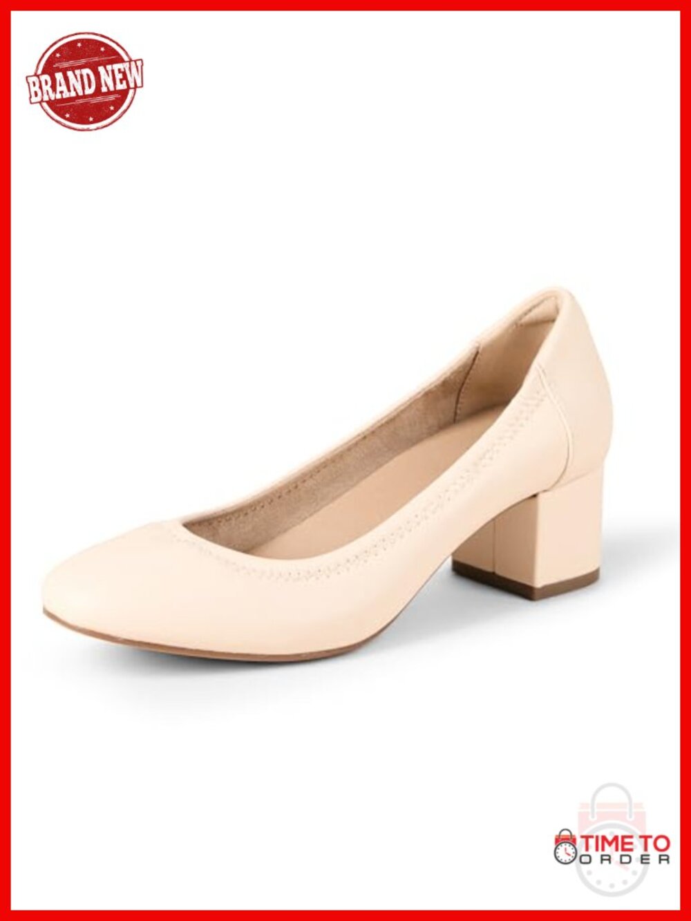 Women's Ballet Pumps Faux Leather Memory Foam Block Heel Comfort